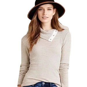 Anthropologie Dolan Striped Snap Turtleneck Pullover